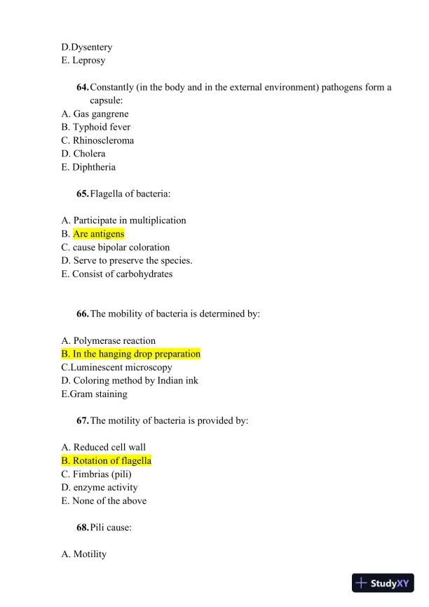 Microbiology Practice Exam With Answers (1000 Solved Questions) - Page 14 preview image