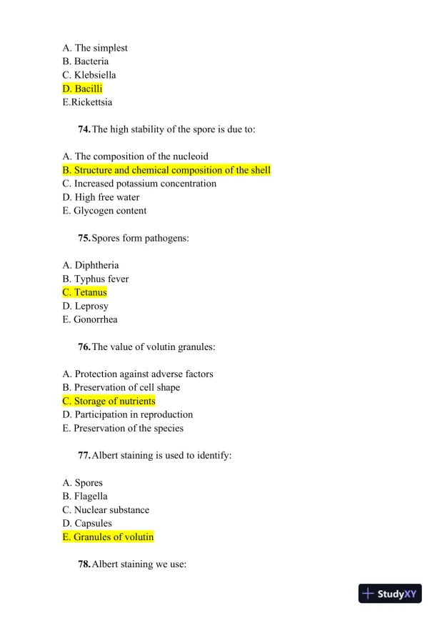 Microbiology Practice Exam With Answers (1000 Solved Questions) - Page 16 preview image