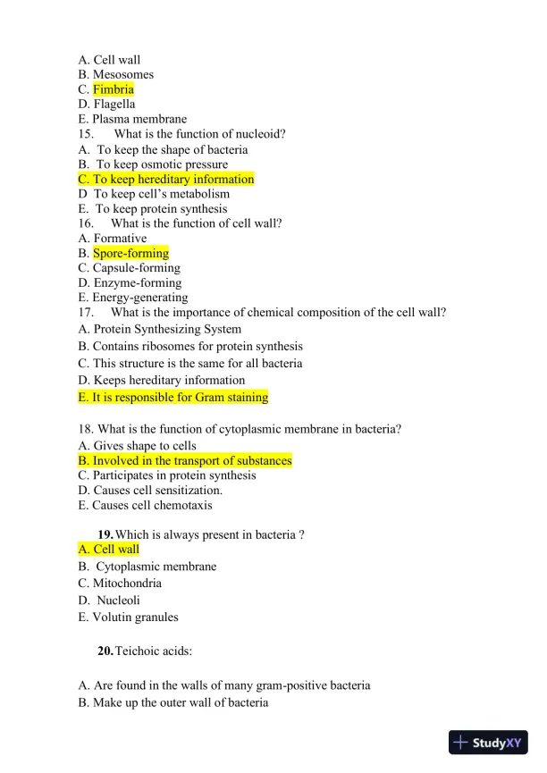 Microbiology Practice Exam With Answers (1000 Solved Questions) - Page 4 preview image