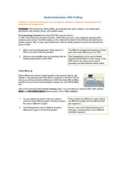 Exploring DNA Profiling - Page 1 preview image
