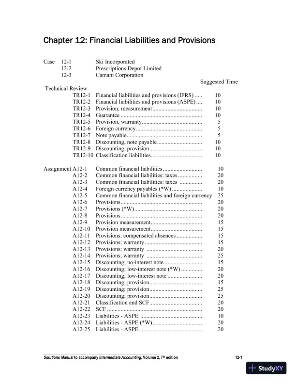 Intermediate Accounting, Volume 2, Seventh Canadian Edition Solution Manual - Page 1 preview image