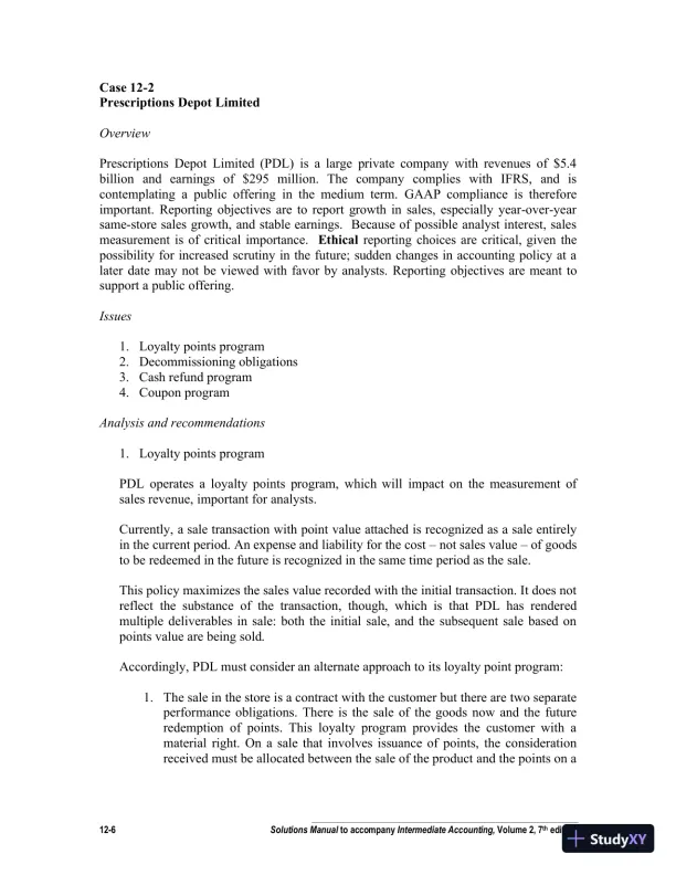 Intermediate Accounting, Volume 2, Seventh Canadian Edition Solution Manual - Page 7 preview image