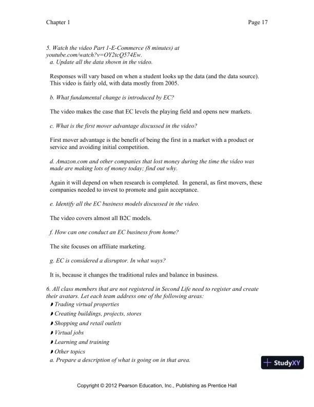 Solution Manual for E-Commerce 2019: Business, Technology and Society, 15th Edition - Page 18 preview image