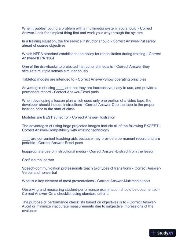 2023 Fire Instructor Management Final Exam With Answers (401 Solved Questions) - Page 5 preview image