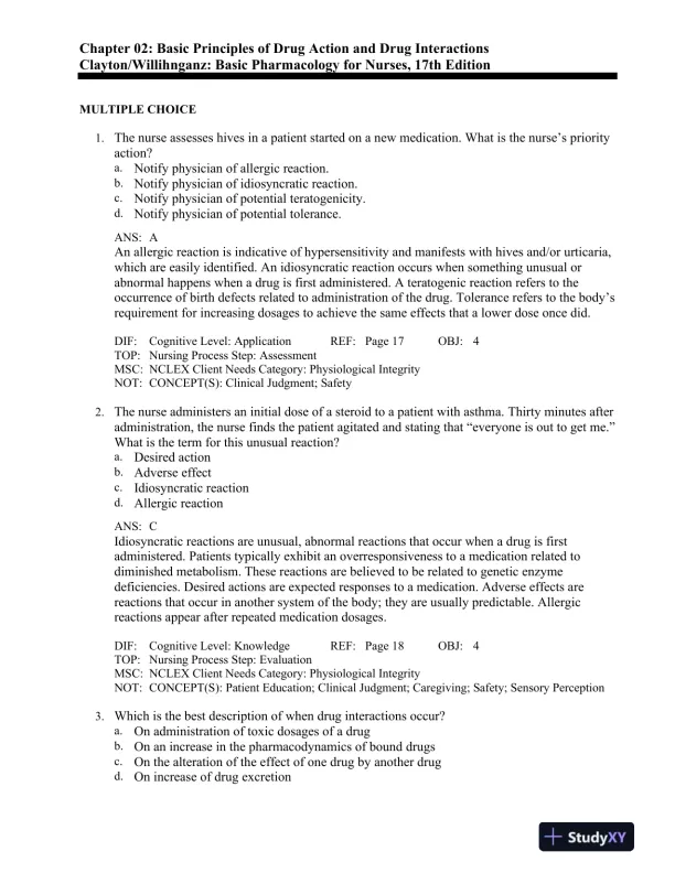 Basic Pharmacology for Nurses 17th Edition Test Bank - Page 8 preview image