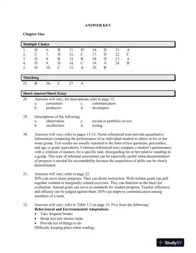Teaching Students with Special Needs in Inclusive Settings, 5th Canadian Edition Test Bank - Page 1 preview image