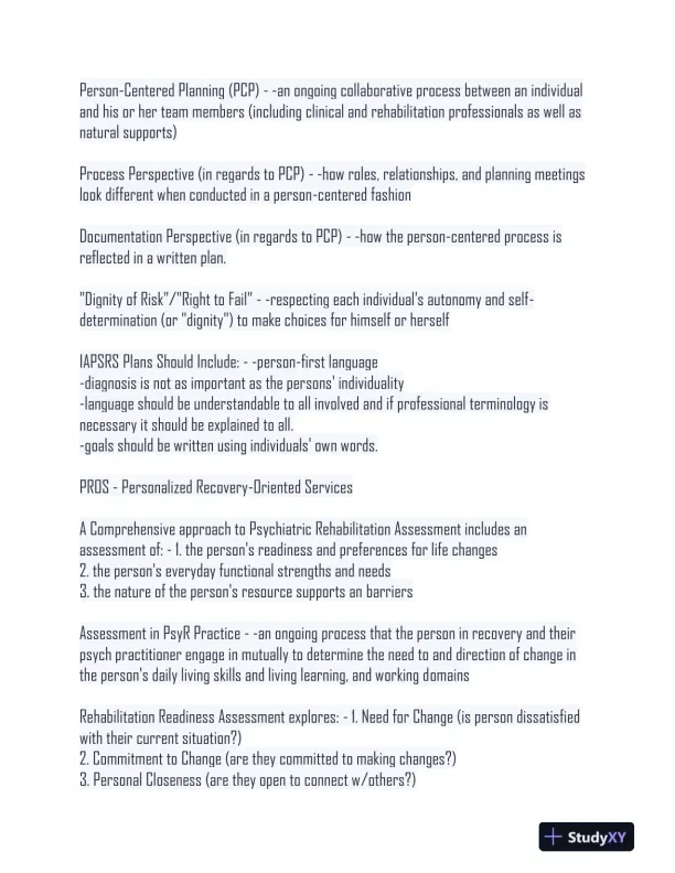 2024 Psychiatric Rehabilitation CPRP Exam With Answers (384 Solved Questions) - Page 13 preview image