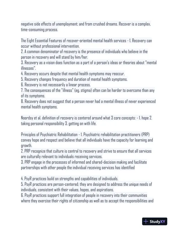 2024 Psychiatric Rehabilitation CPRP Exam With Answers (384 Solved Questions) - Page 9 preview image