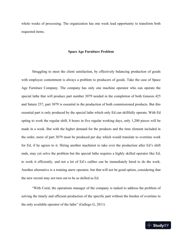 BUS 644 Week 6 Final Paper Space Age Furniture Problem - Page 4 preview image