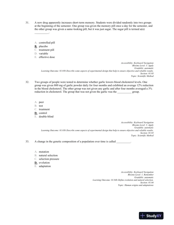 Anatomy and Physiology: The Unity of form and Function 8th Edition, Test Bank - Page 10 preview image