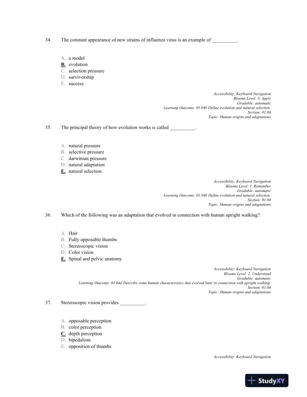 Anatomy and Physiology: The Unity of form and Function 8th Edition, Test Bank - Page 11 preview image