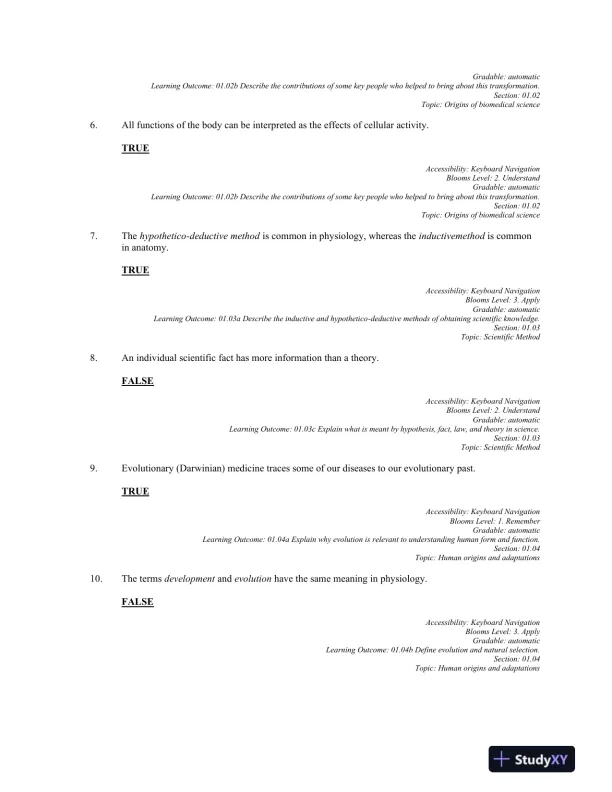 Anatomy and Physiology: The Unity of form and Function 8th Edition, Test Bank - Page 3 preview image