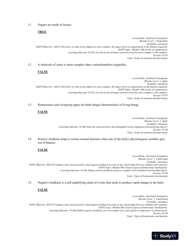 Anatomy and Physiology: The Unity of form and Function 8th Edition, Test Bank - Page 4 preview image