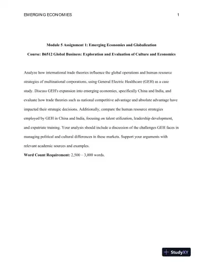 B6512 Global Business: Exploration and Evaluation of Culture and Economics - Page 1 preview image