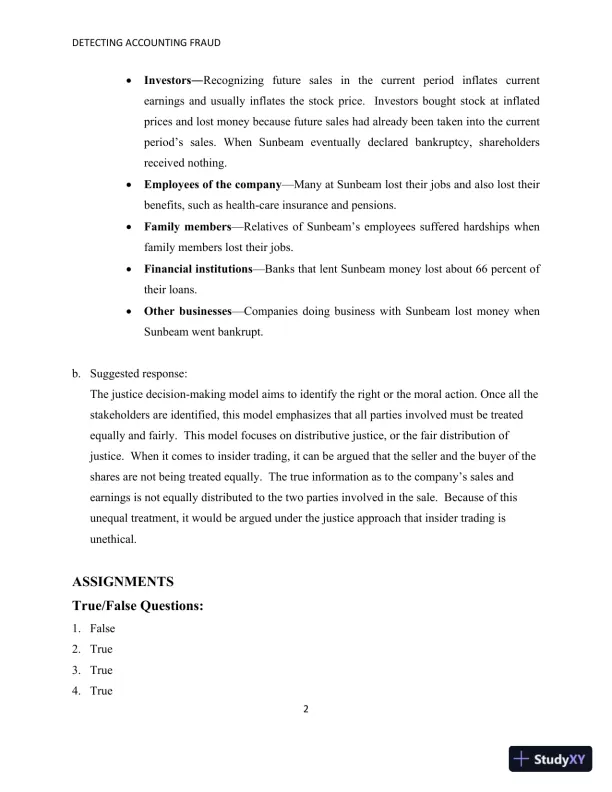 Solution Manual for Detecting Accounting Fraud: Analysis and Ethics - Page 20 preview image