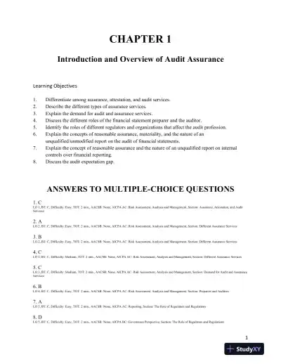 Solution Manual For Auditing: A Practical Approach with Data Analytics, 1st Edition - Page 1 preview image