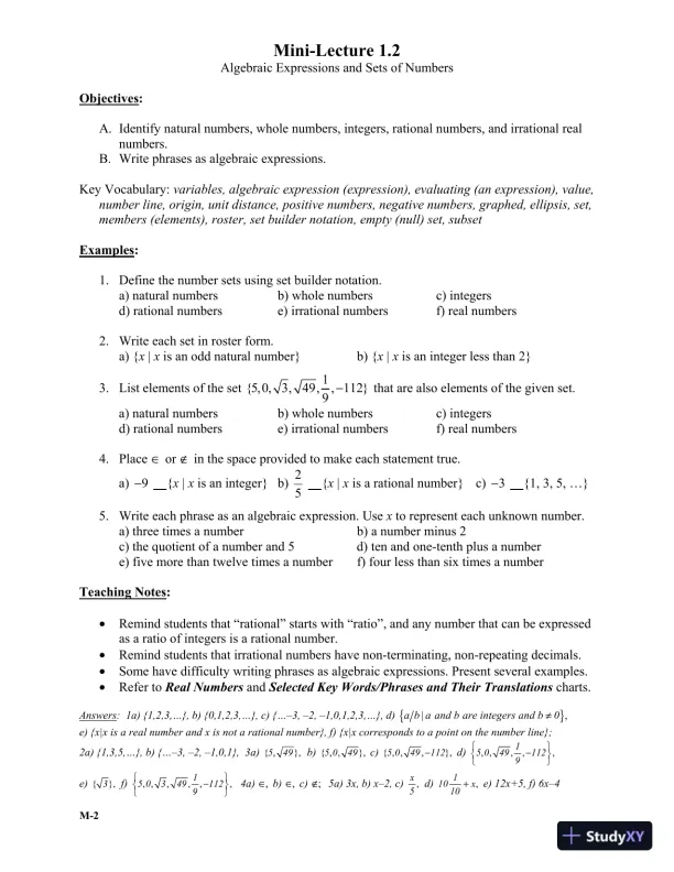 Solution Manual for Intermediate Algebra, 6th Edition - Page 5 preview image
