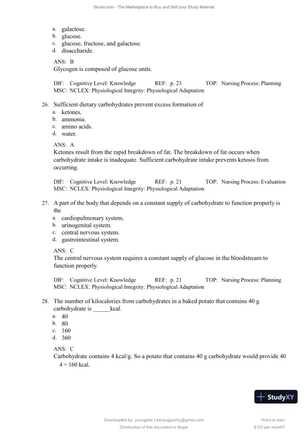 Test Bank for Williams' Basic Nutrition and Diet Therapy, 16th Edition (Chapters 1-23) - Page 20 preview image
