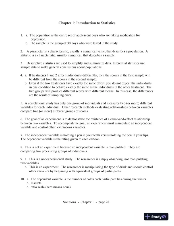 Statistics for the Behavioral Sciences, 9th Edition Solution Manual - Page 1 preview image