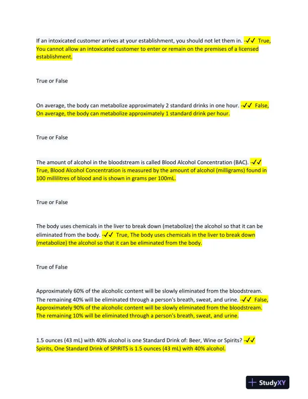 Smart Serve Criminal Law Practice Test With Answers (56 Solved Questions) - Page 4 preview image