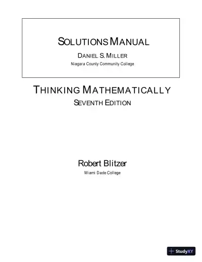 Solution Manual for Thinking Mathematically, 7th Edition - Page 1 preview image