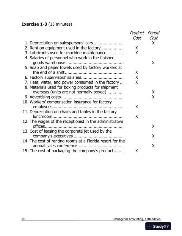 Solution Manual For Managerial Accounting, 17th Edition - Page 15 preview image