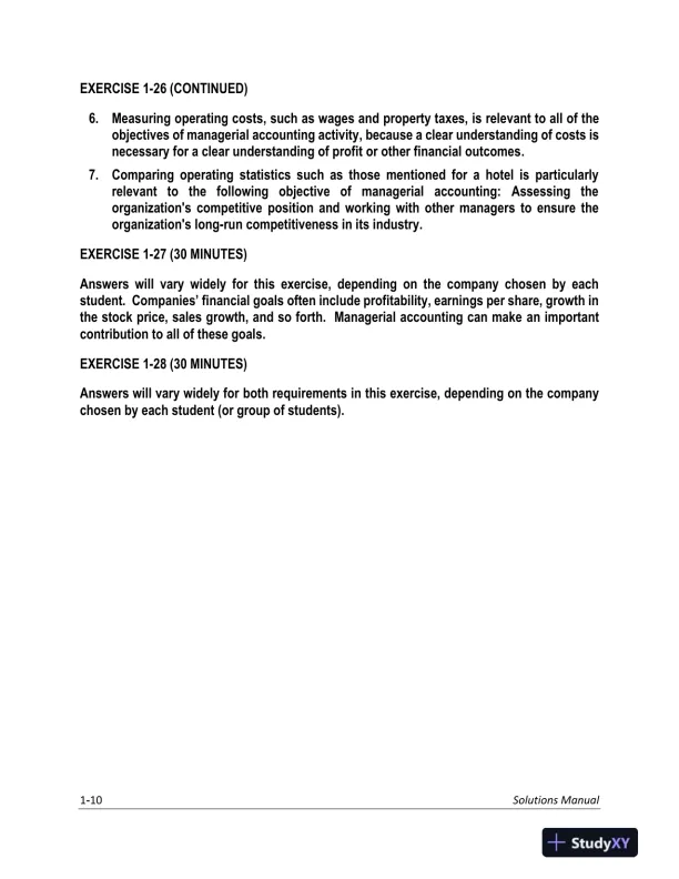 Solution Manual for Managerial Accounting: Creating Value in a Dynamic Business Environment, 12th Edition - Page 11 preview image