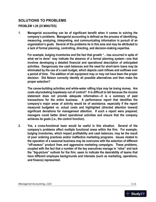 Solution Manual for Managerial Accounting: Creating Value in a Dynamic Business Environment, 12th Edition - Page 12 preview image