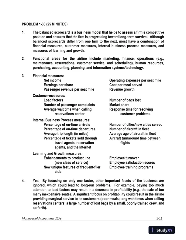 Solution Manual for Managerial Accounting: Creating Value in a Dynamic Business Environment, 12th Edition - Page 14 preview image