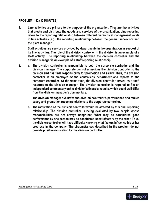 Solution Manual for Managerial Accounting: Creating Value in a Dynamic Business Environment, 12th Edition - Page 16 preview image