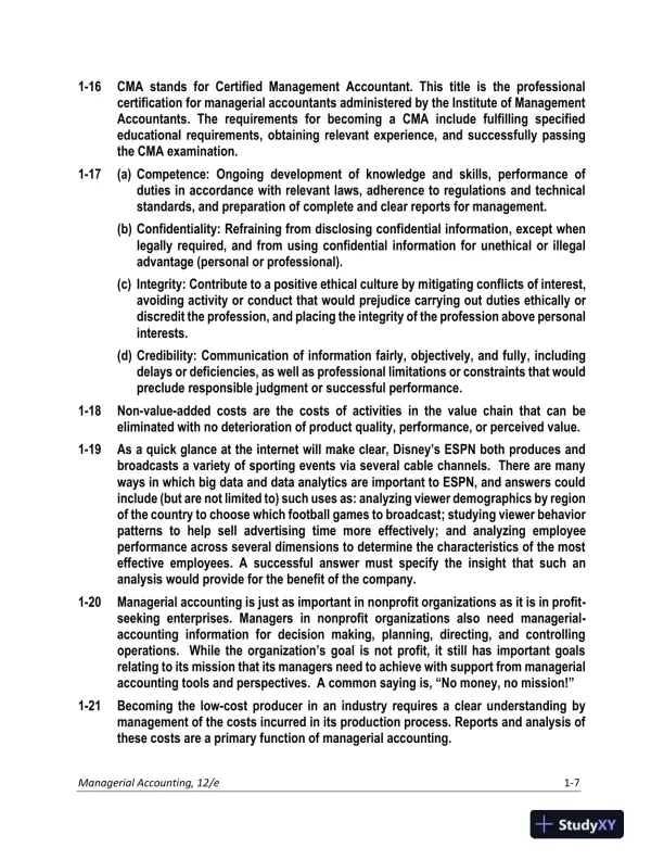 Solution Manual for Managerial Accounting: Creating Value in a Dynamic Business Environment, 12th Edition - Page 8 preview image