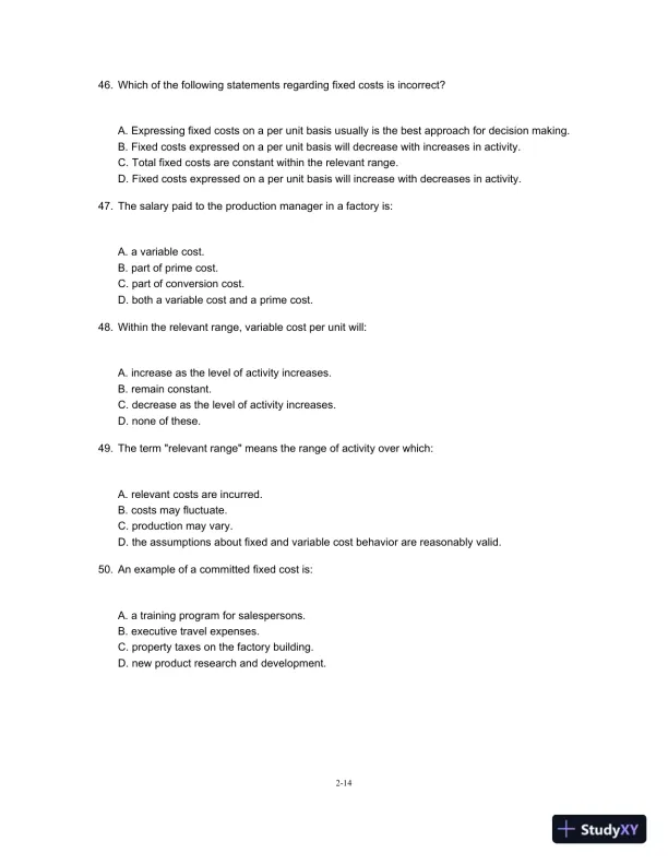 Test Bank For Managerial Accounting For Managers, 3rd Edition - Page 15 preview image