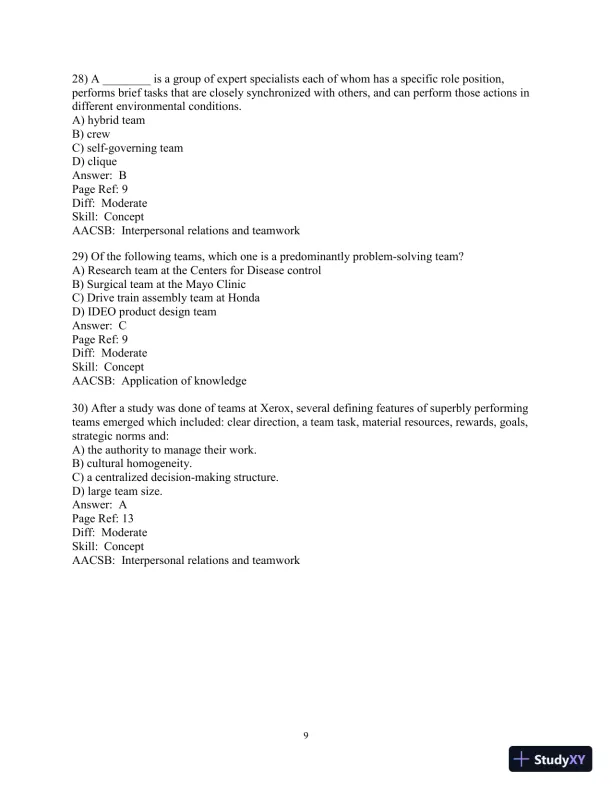Making the Team: A Guide for Managers, 6th Edition Test Bank - Page 10 preview image