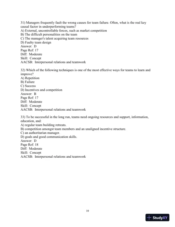 Making the Team: A Guide for Managers, 6th Edition Test Bank - Page 11 preview image