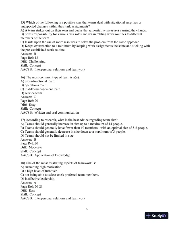Making the Team: A Guide for Managers, 6th Edition Test Bank - Page 6 preview image