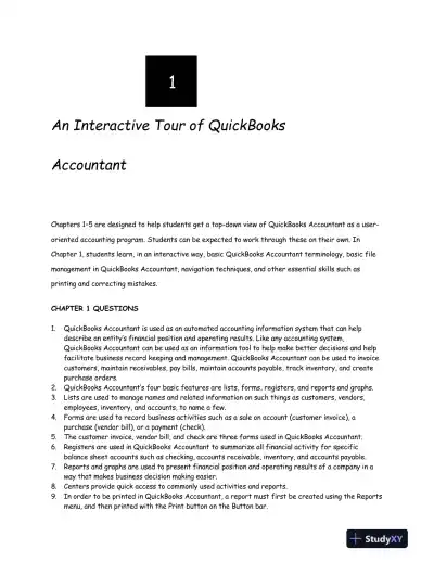 Using QuickBooks Accountant 2015 for Accounting (with QuickBooks CD-ROM) , 14th Edition Solution Manual - Page 1 preview image