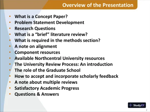 Introduction To Concept Paper Development And The University Review Process - Northcentral University, The Graduate School - Page 3 preview image
