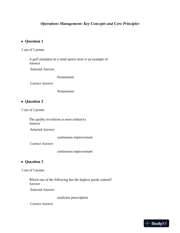 Operations Management: Key Concepts and Core Principles - Page 1 preview image