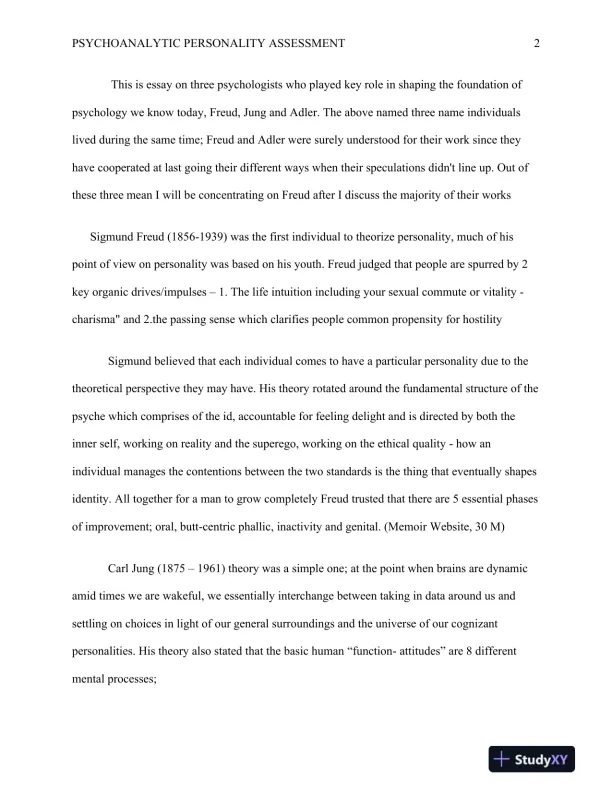 Psychoanalytic Personality Assessment - Page 3 preview image