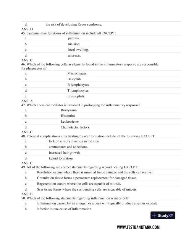 Fundamentals of Pathology 1st Edition Test Bank - Page 15 preview image