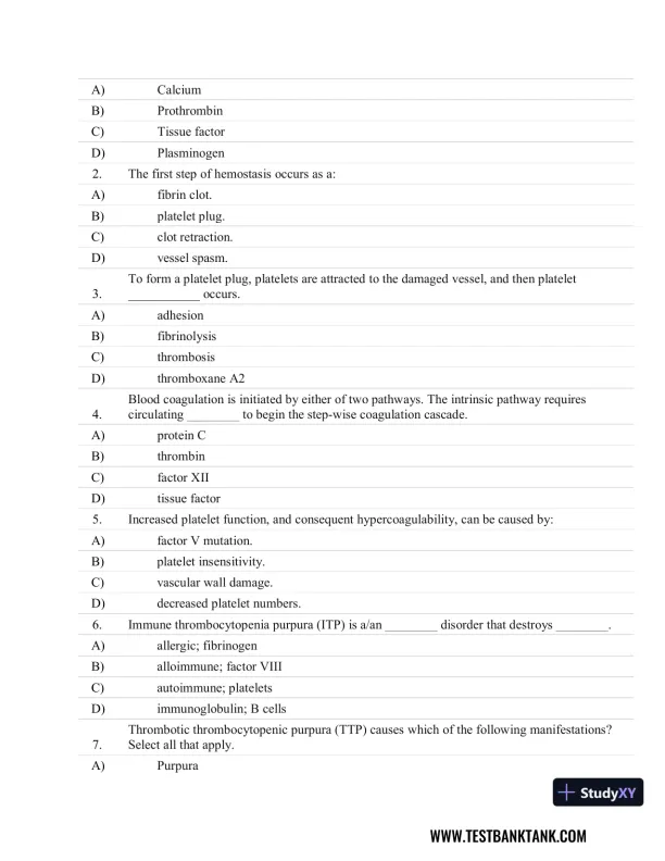 Fundamentals of Pathology 1st Edition Test Bank - Page 24 preview image