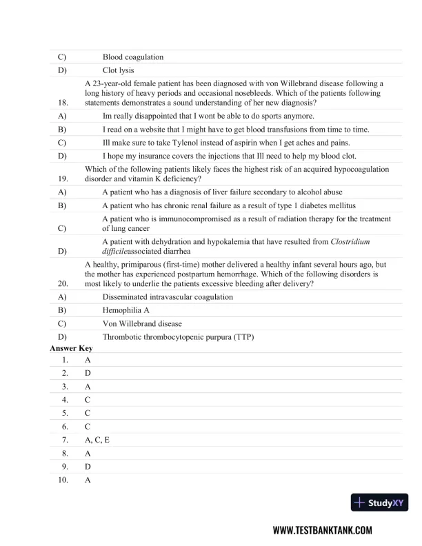 Fundamentals of Pathology 1st Edition Test Bank - Page 27 preview image