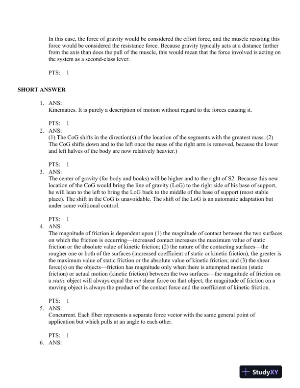 Joint Structure and Function: A Comprehensive Analysis 5th Edition Test Bank - Page 9 preview image