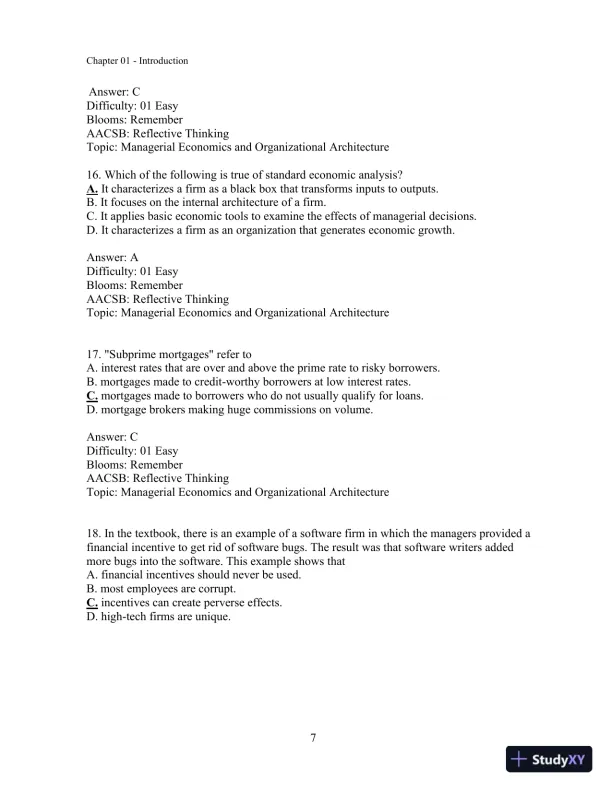 Managerial Economics and Organizational Architecture, (Irwin Economics) 6th Edition Test Bank - Page 8 preview image