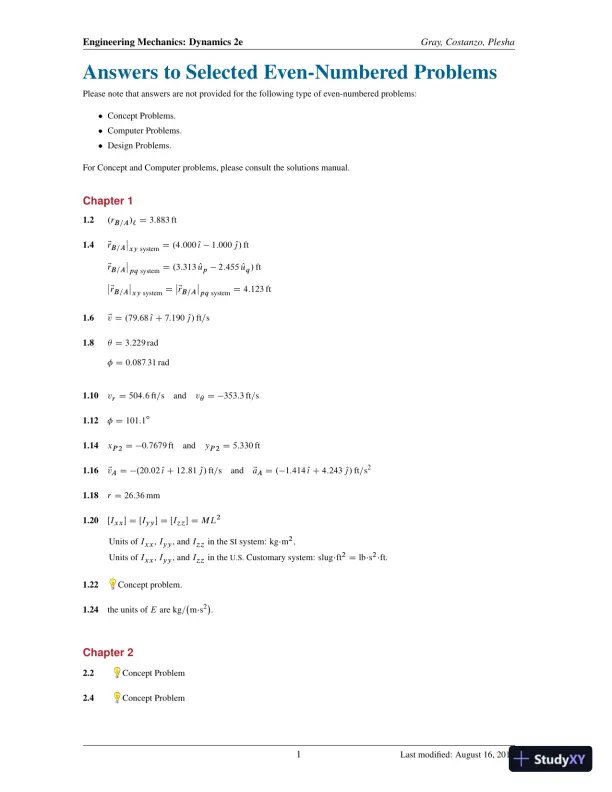 Solution Manual for Engineering Mechanics: Dynamics, 2nd Edition - Page 1 preview image