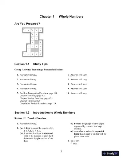 Prealgebra and Introductory Algebra 1st Edition Solution Manual - Page 1 preview image