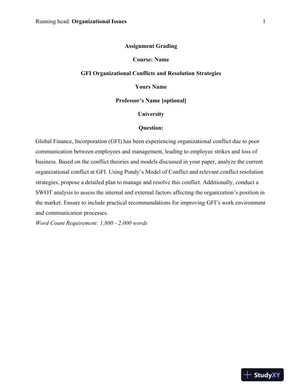 GFI Organizational Conflicts and Resolution Strategies - Page 1 preview image