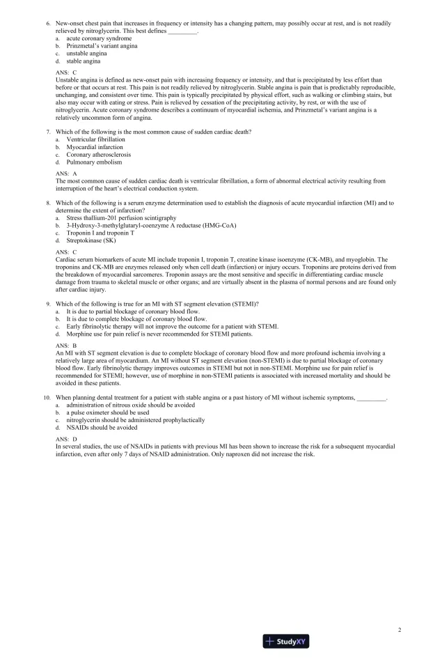 Test Bank For Little and Falace's Dental Management of the Medically Compromised Patient, 9th Edition - Page 9 preview image