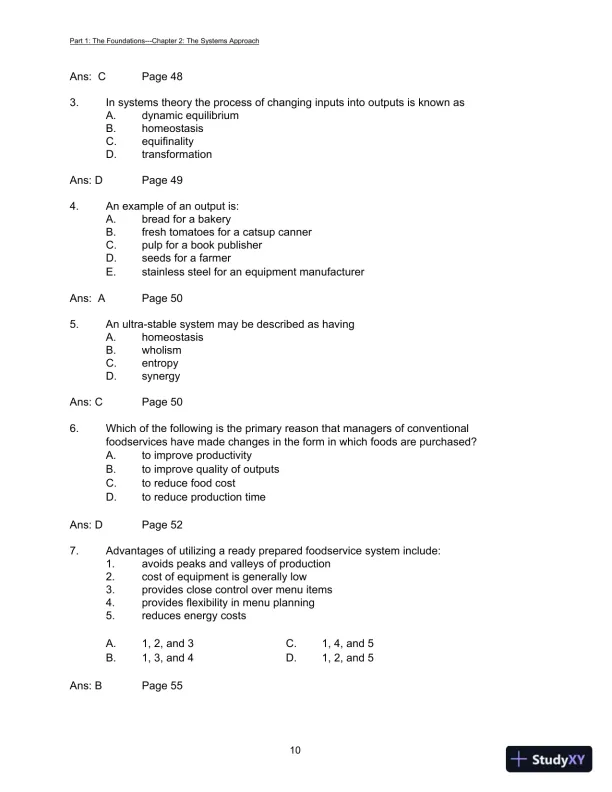 Foodservice Management: Principles And Practices, 12th Edition Test Bank - Page 13 preview image