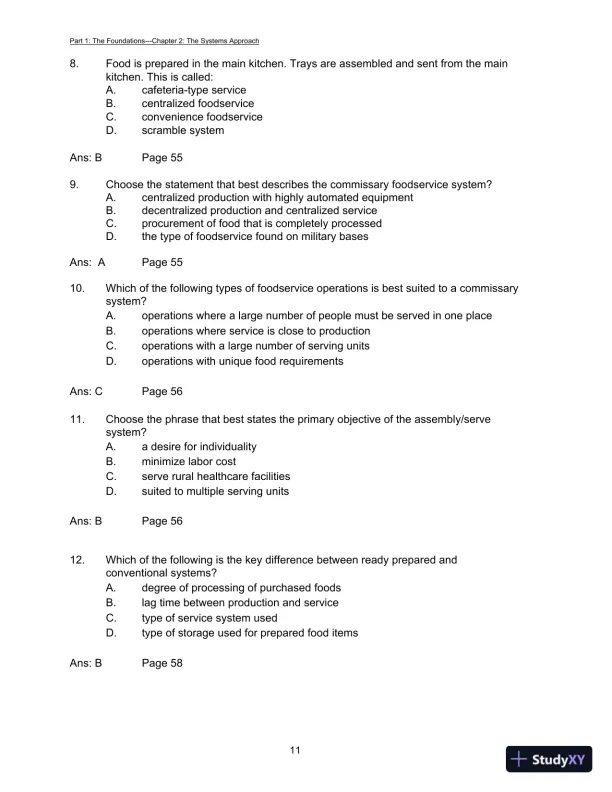 Foodservice Management: Principles And Practices, 12th Edition Test Bank - Page 14 preview image